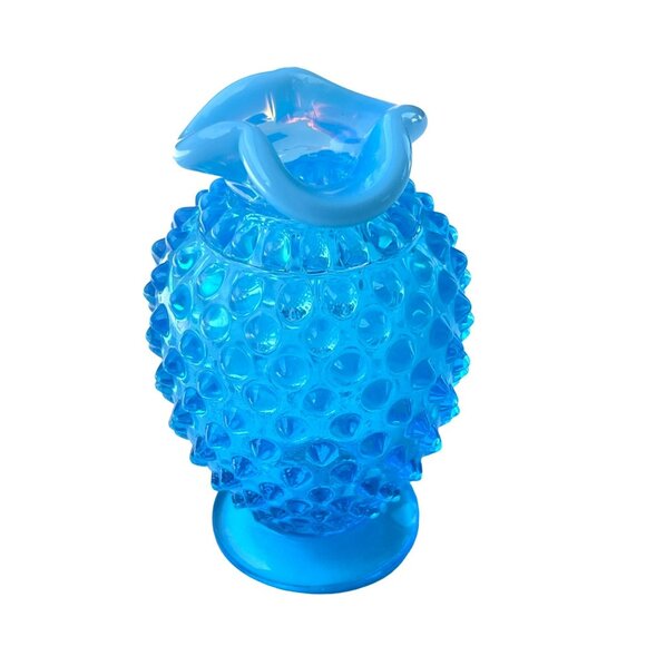 Fenton Vintage Blue Hobnail Opalescent Glass Vase Retro Art Deco Style Decorativ - Picture 6 of 9